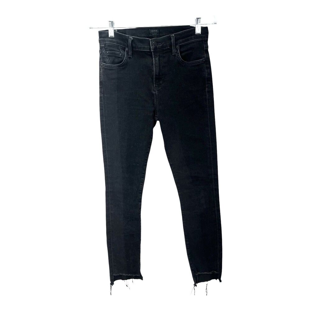 Citizens of Humanity COH Rocket High Rise Skinny Crop Jeans Black SZ 26 Raw Hem